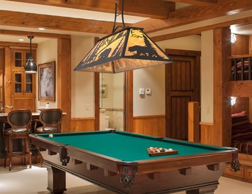 47.2" Pool Table Light, 4-Light Rustic Chandelier for 7-8-9ft Table, Bear