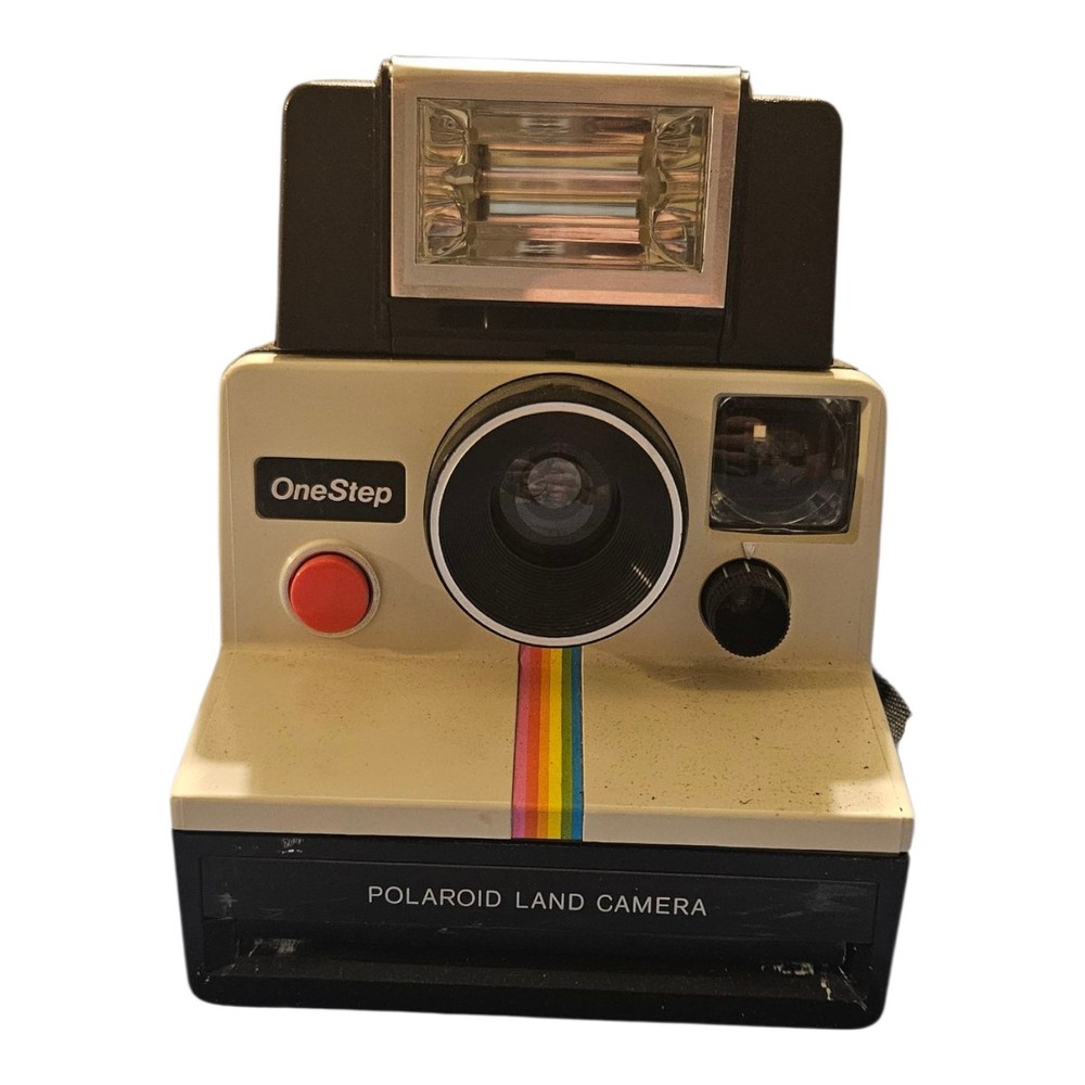 Polaroid One Step Land Camera Rainbow Stripe W/ ITT MagicFlash