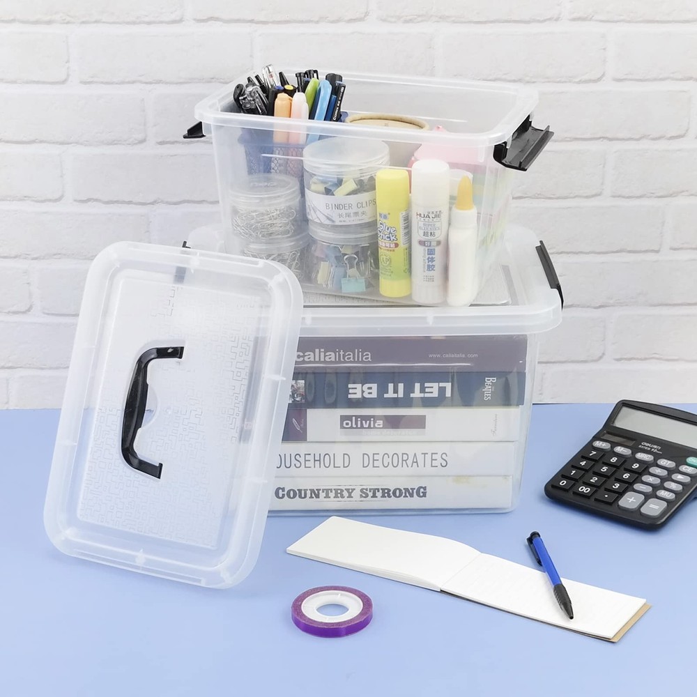 2 Pack Clear Plastic Storage Box, Latching Bin with Lid and Handle (12 Quart ...