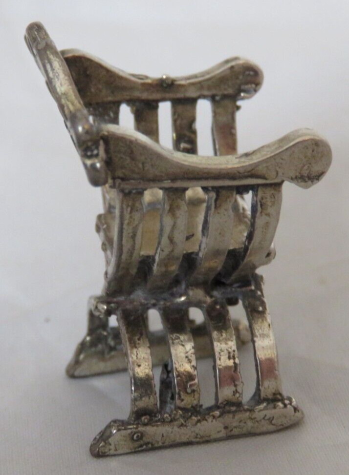 Ideal gift. ANTIQUE DUTCH MINIATURE SOLID SILVER CHAIR . Free postage .