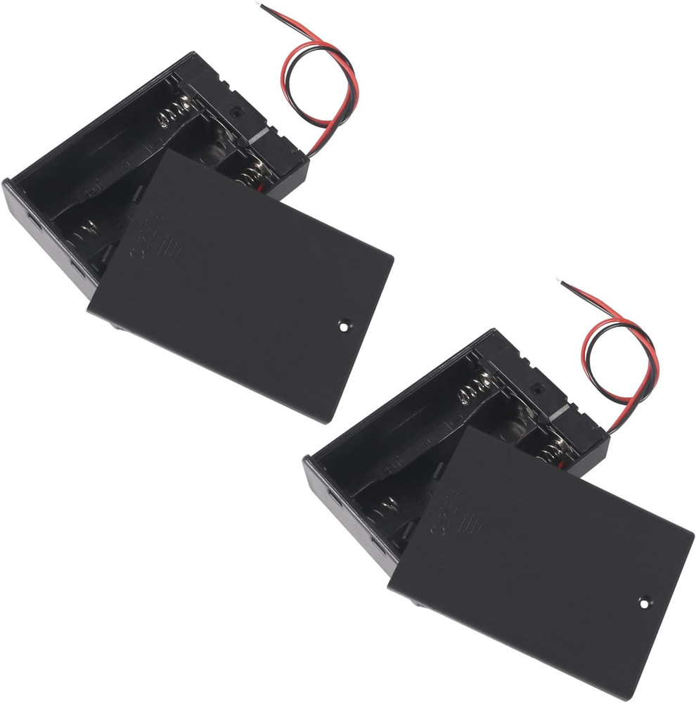 AA Battery Case Holder Switch and Cover, 2Pcs DIY Battery Storage Boxes, AA 3 Ba