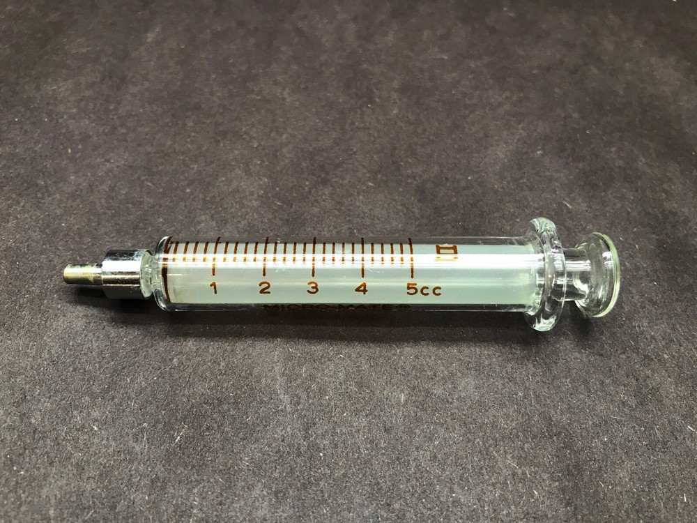 POPPER Micro-Mate Interchangeable 5cc Glass Graduated Slip Tip Syringe