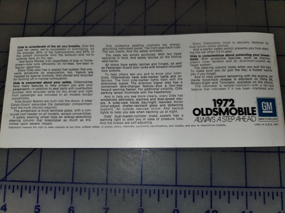 1972 Oldsmobile Brochure Full Line Original