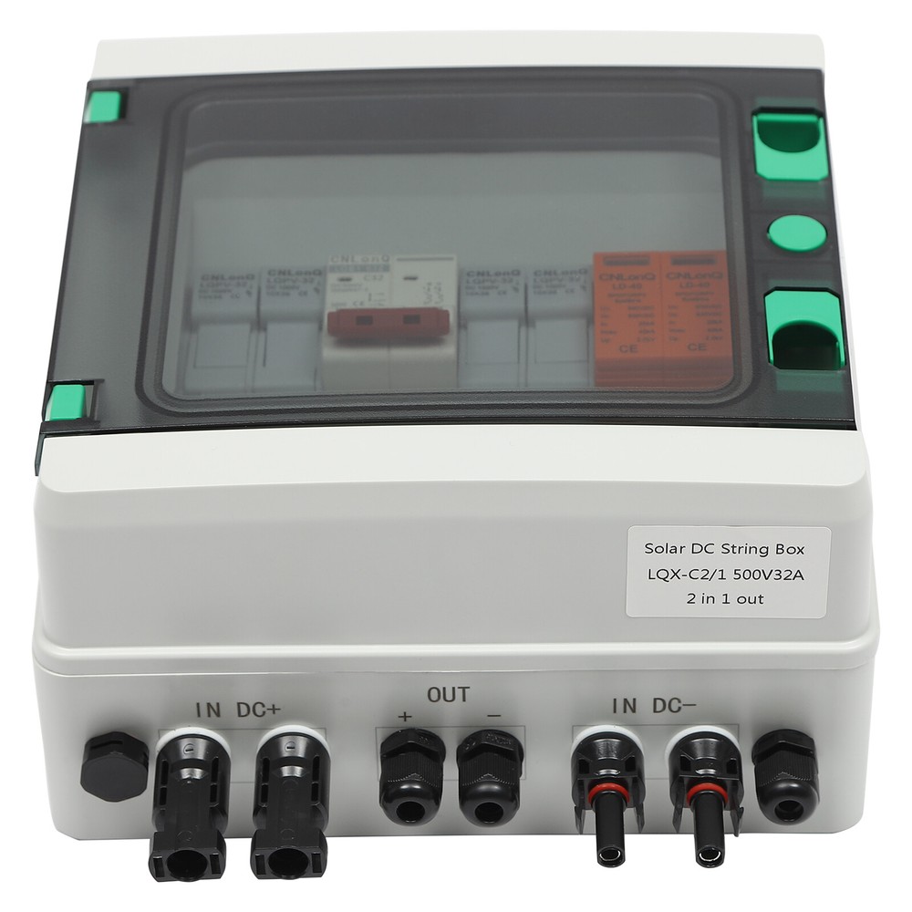 DC 500V / 1000V Solar PV Combiner Box 2 Strings Circuit Breaker For Solar Panel
