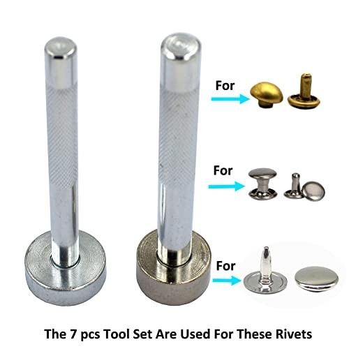 DGOL 7 pcs Metal Domed Rivet Fixing Setting Tool Spike Rivets 7pcs Rivet Setter