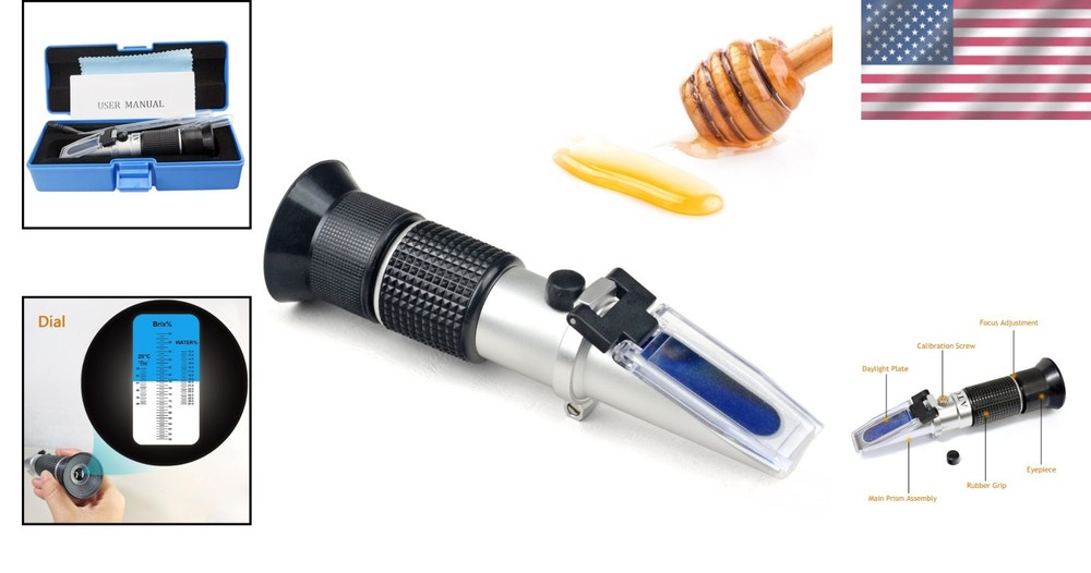 3-in-1 Honey Refractometer for Moisture, Brix & Baume - Precise, Durable, Ide...