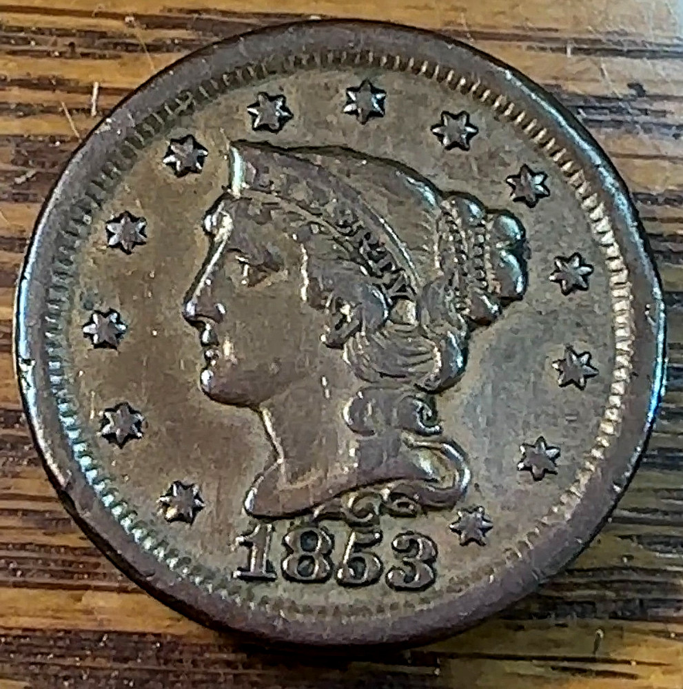 1853 Large Cent Nice Original Brown Choice XF Nice Planchet CHRC