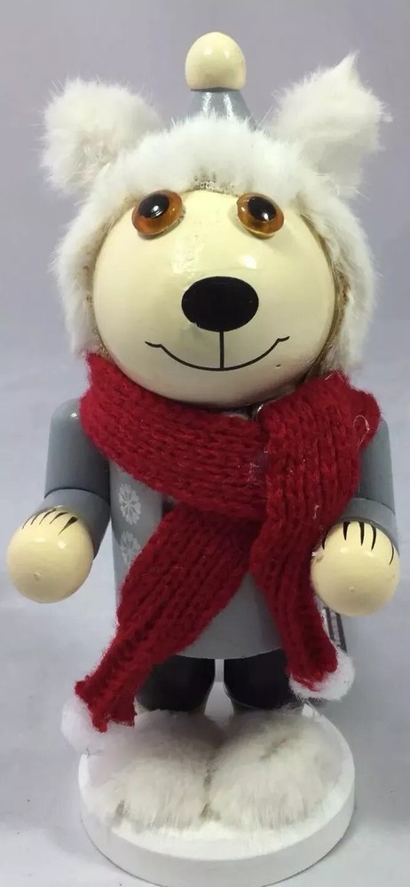 Small Wooden Bear  Nutcracker With Toque Christmas Decor