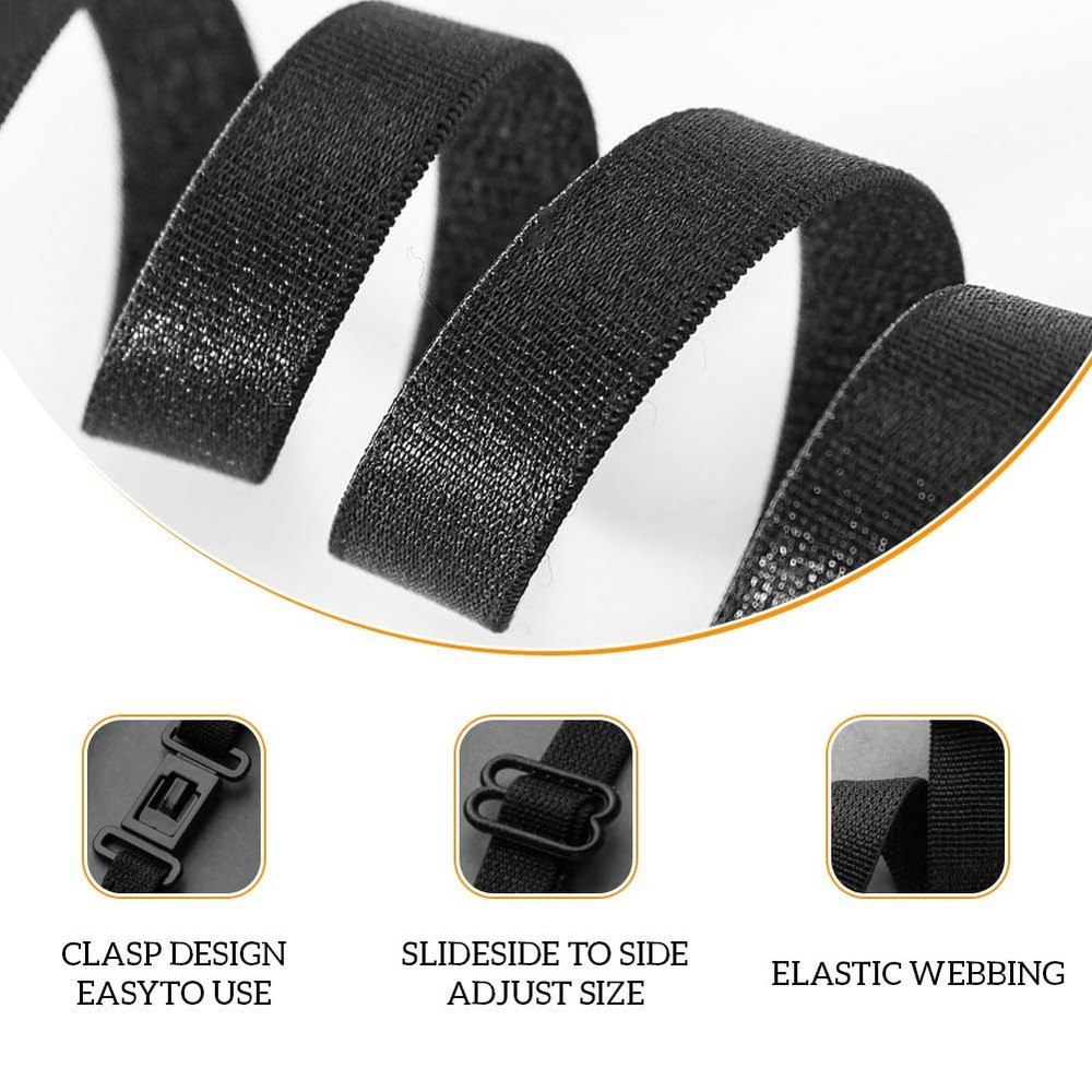 SYBL 10PCS Black Bow Tie Extender Straps Adjustable Elastic Medium,