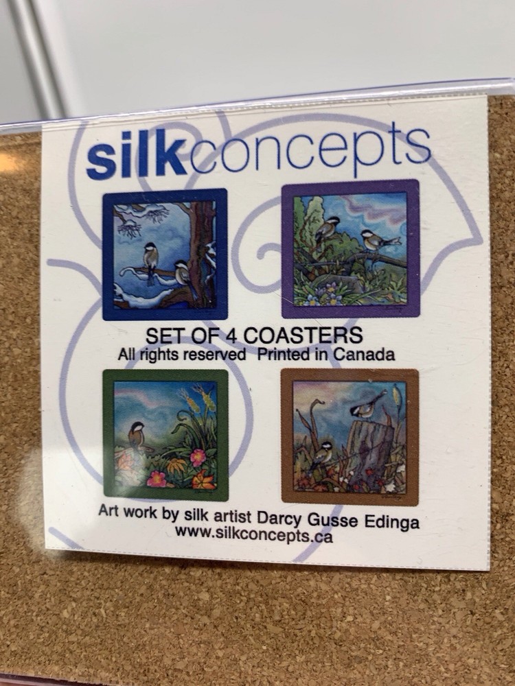 Silk Concepts Coasters W/ Birds 2 Sets