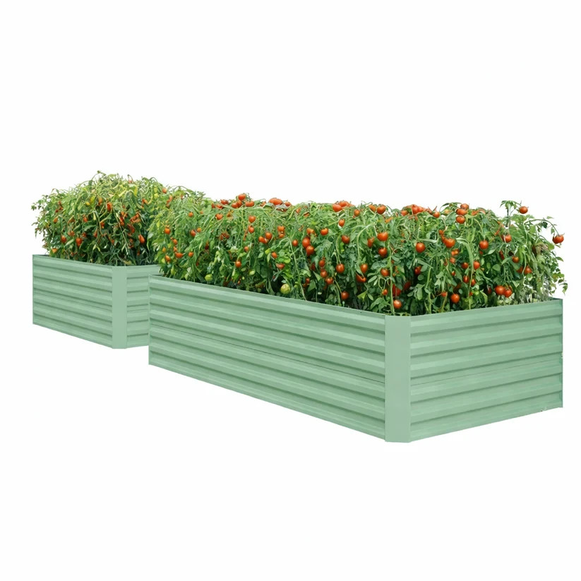 2 Pcs 8' X 4' X 2' Metal Raised Beds,Compost-Ready Open Base,2ft Depth