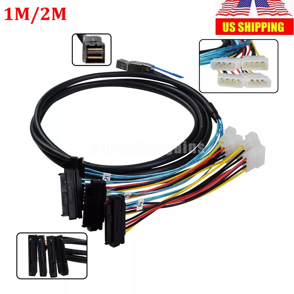 Mini SAS HD SFF-8644 to SFF-8482 29Pin Array Card SATA Hard Disk Data Cable 1/2M