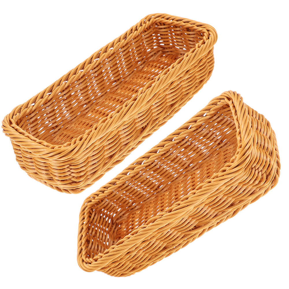 2Pcs Wicker Basket Small Narrow Woven Storage Baskets Kitchen Box