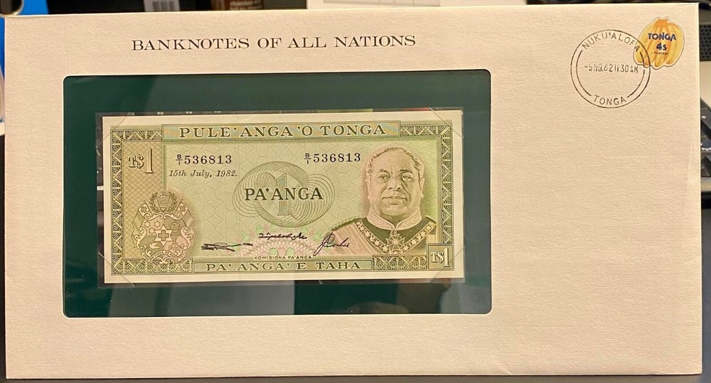 Banknote Letter , Tonga 1 Paanga UNC banknote