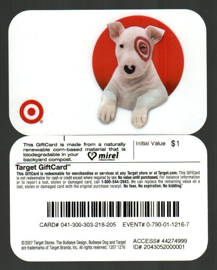 TARGET Bullseye ( 2007 ) Gift Card ( $0 ) V2 - RARE