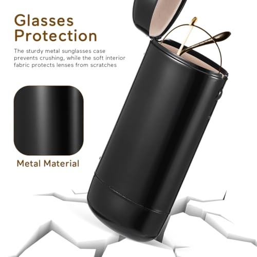 Metal Eyeglasses Case Side Button Closure Compact Hard Shell Sunglass Holder