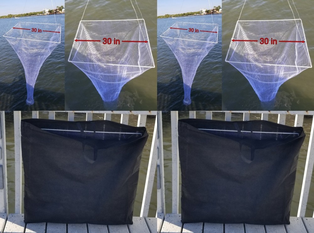 30″ Square Live Bait Net – Ballyhoo, Sardine, Herring, Threadfin – Drop Net Kit