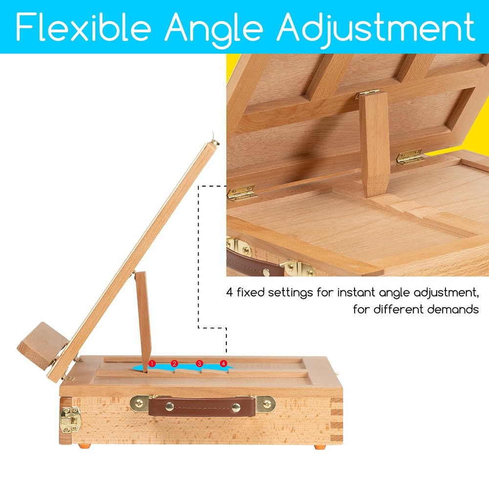 Table Sketch Box Easel Portable Solid Beech Tabletop Wood