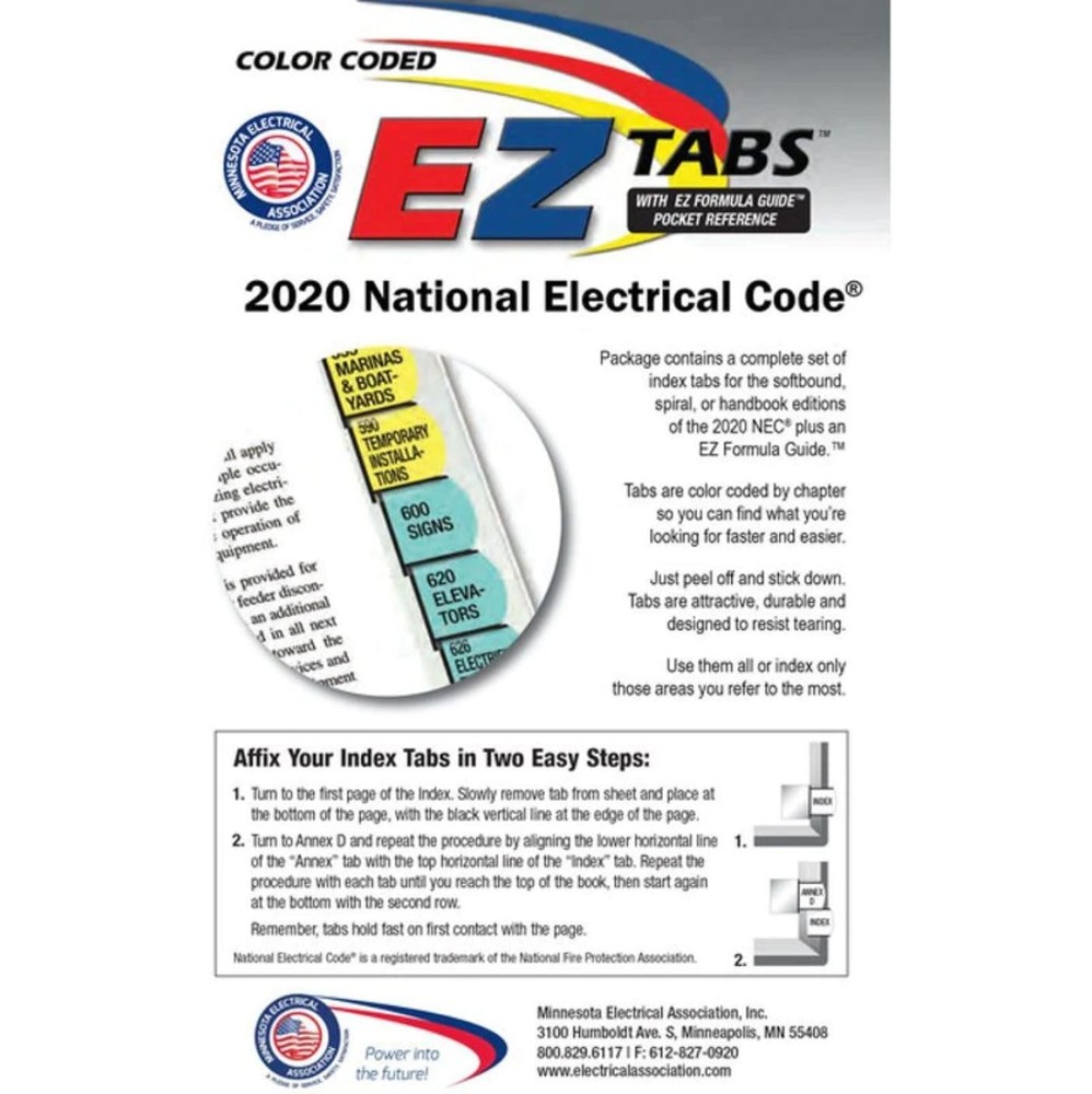 2020 EZ Tabs (Color Coded) with a Formula Guide Based on National Electrical...