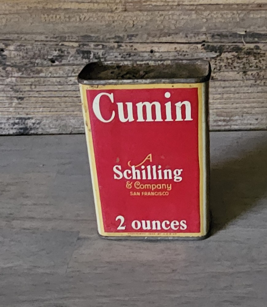 Vintage Schilling Cumin  Tin Spice Can 1933