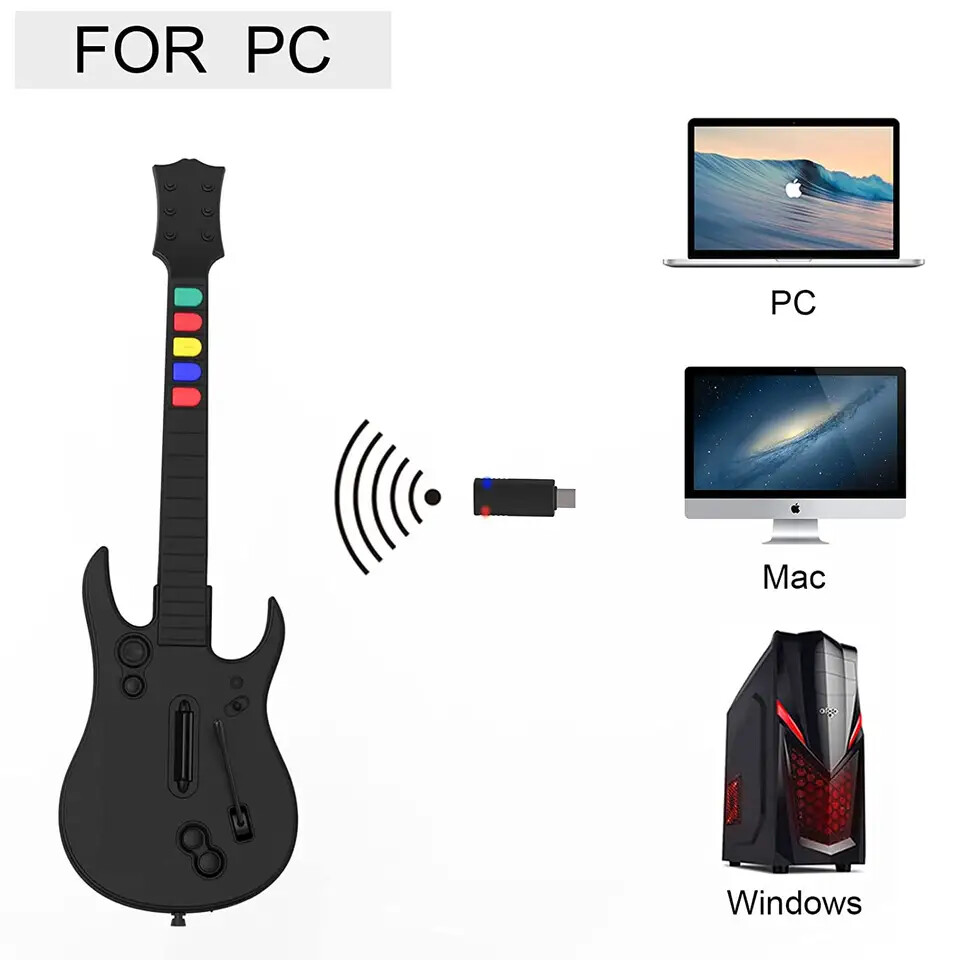 NEW Wireless Guitar Controller for PS3 & PC for Guitar Hero Clone Hero Rockband