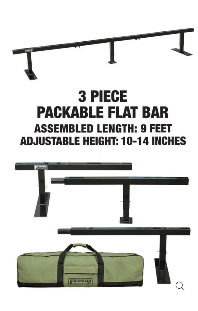 FRANKLIN ST. OBSTACLES PACKABLE FLAT BAR RAIL 9′ BLACK