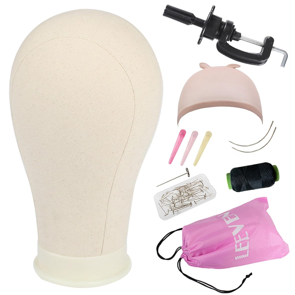 21"-24" Poly Canvas Block Head Professional Mannequin Canvas Head for Making, Dr