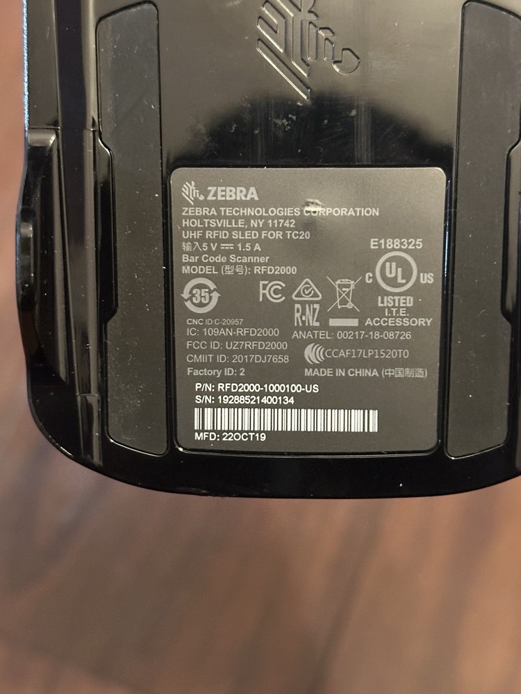 Zebra TC20 Handheld Mobile Computer RFD2000 UHF RFID Sled RFD2000-1000200-US