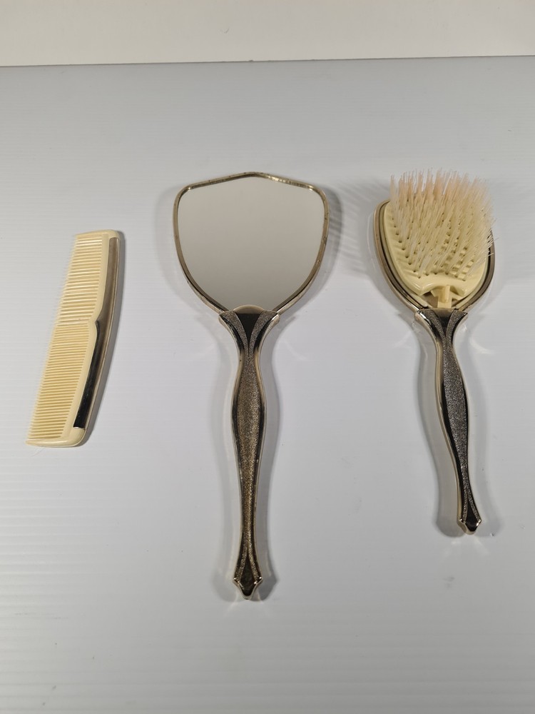 Vintage 3-Piece Vanity Set Mirror Brush & Comb