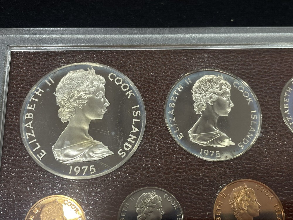 1975 Franklin Mint Cook Islands 7 Coin Proof Set with Box