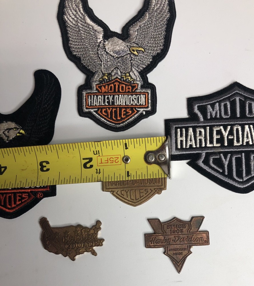 3 Harley-Davidson Embroidered PATCHES And 3 Metal Emblems