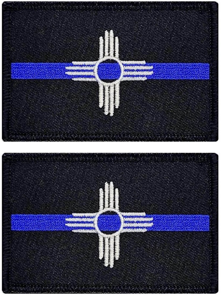 New Mexico State Flag Thin Blue Line Patch  | 2PC HOOK BACKING  3"x2"