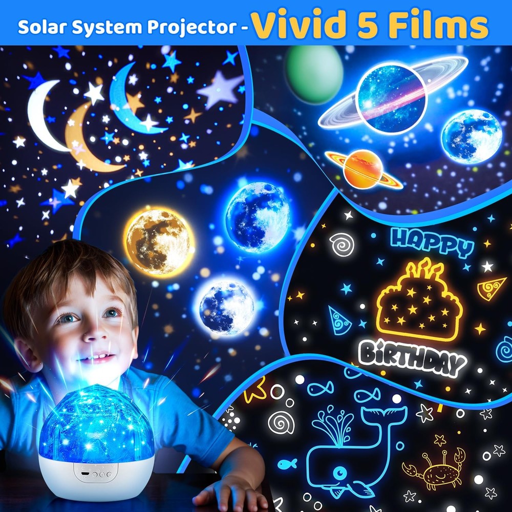 Solar System for Kids Projector Night Light, 1 Count (Pack of 1), White