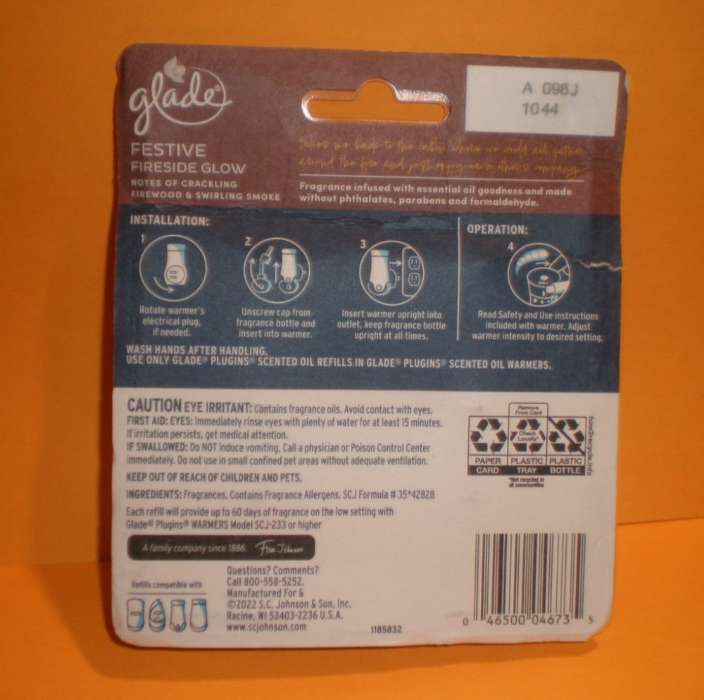 Glade PlugIns Scented Oil Refills FESTIVE FIRESIDE GLOW Pack with 2 Refills