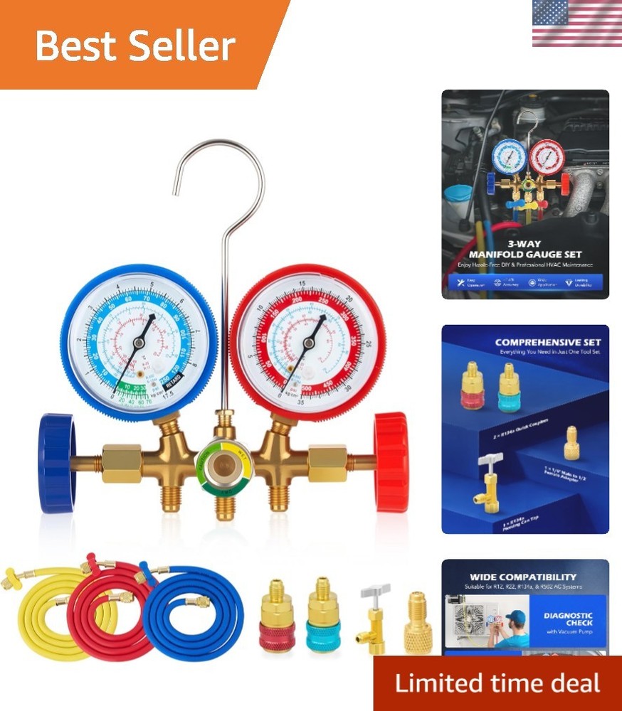 Complete Professional AC Gauge Kit with Brass Construction & Calibration Screws