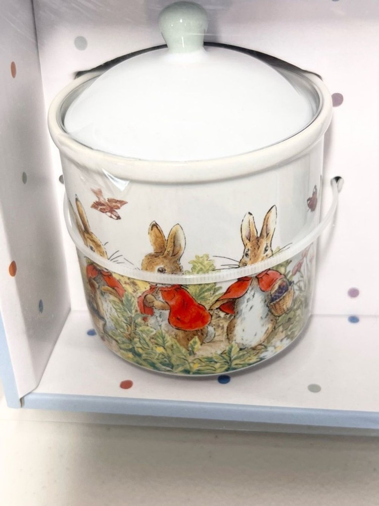 Peter Rabbit Creamer and Sugar Set Easter Bunny Ceramic Beatrix Potter NIB