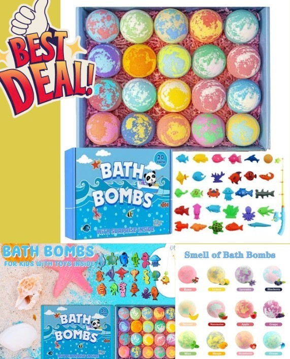 Bath Bombs for Kids with Surprise Inside, 20 Pack Handmade Bath Bomb Gift Set...