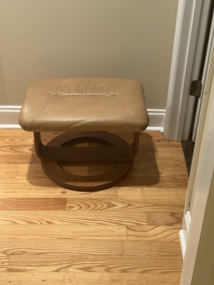 Bentwood Style Leather Footstool Ottoman Footrest