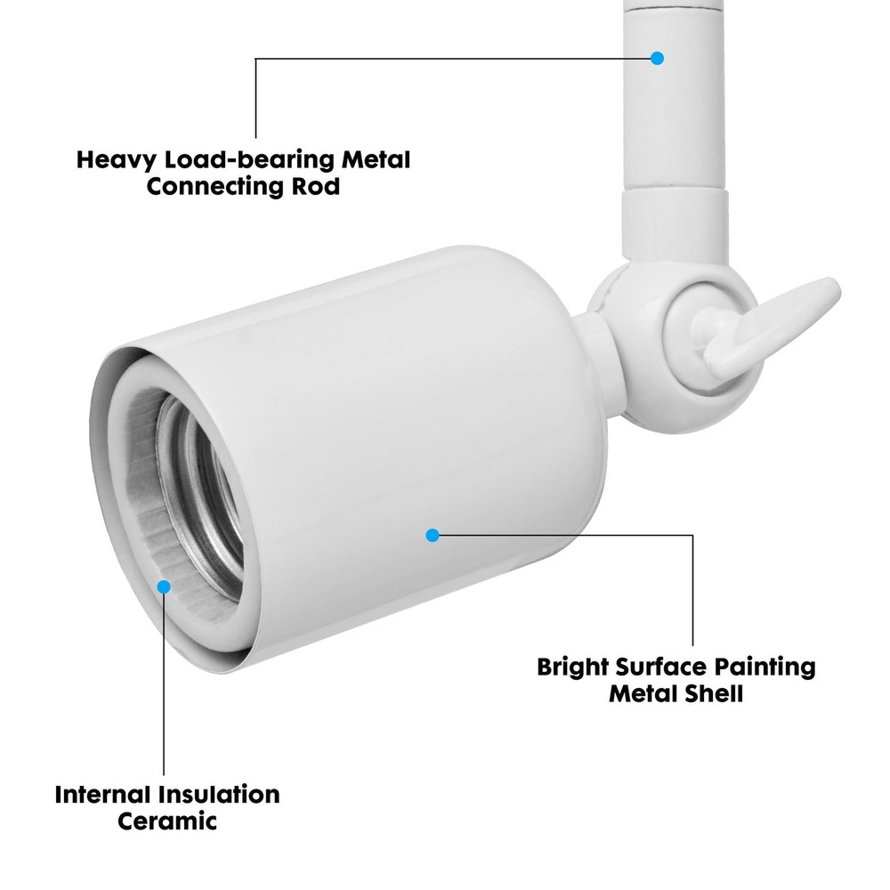 Light Socket Extender 2-Pack, 360° Adjustable E26/E27, 1250W | Indoor/Outdoor