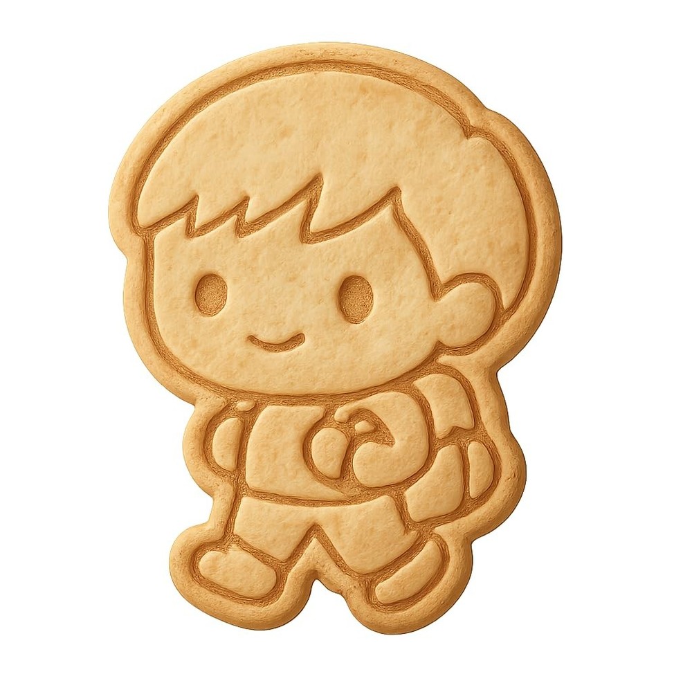 Chibi Boy with Backpack Cookie Cutter & Stamp - 4x3.2"