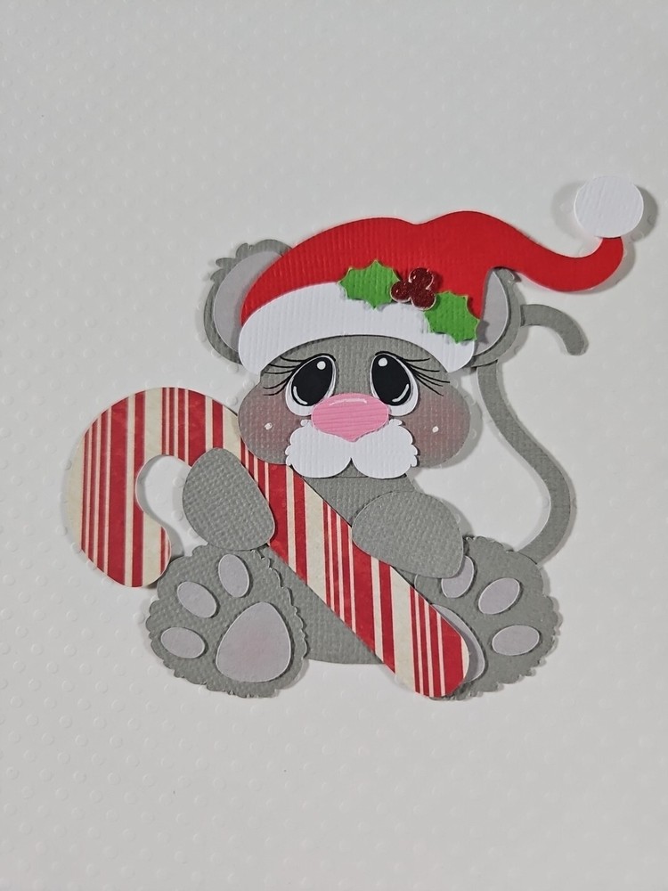 Candycane Mouse. Scrapbook, Card Making Paper Piecing