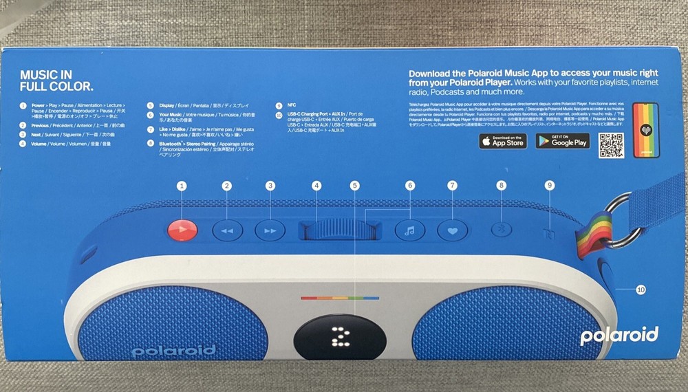 Polaroid P2 Player Music Bluetooth Speaker Portable, Blue