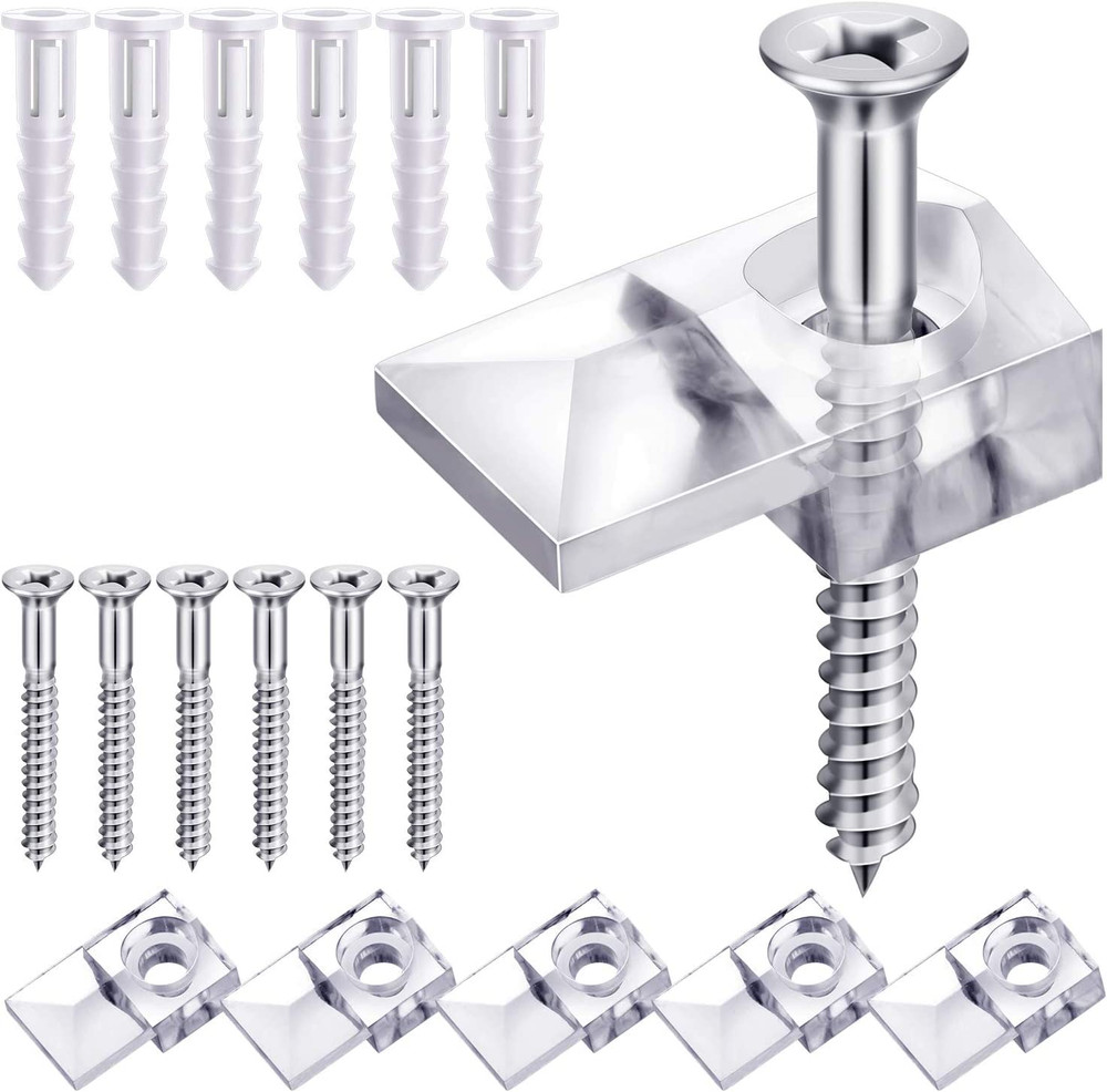 20 Pack Clear Mirror Holder Clips for Easy Wall Mounting & Glass Installation