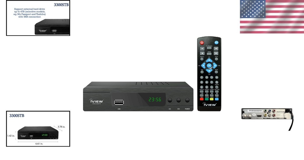 ClearQAM Digital Converter Box with Clock & Media Player