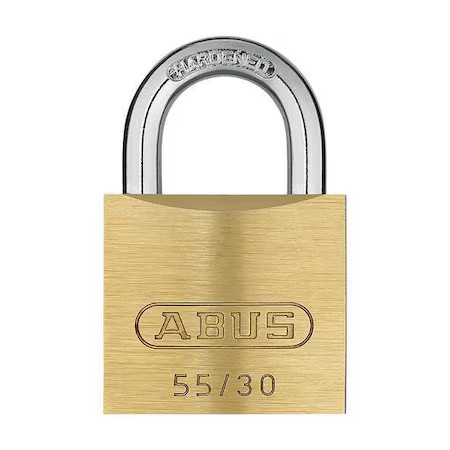 Abus 55/30 Ka Padlock, Keyed Alike, Standard Shackle, Rectangular Brass Body,