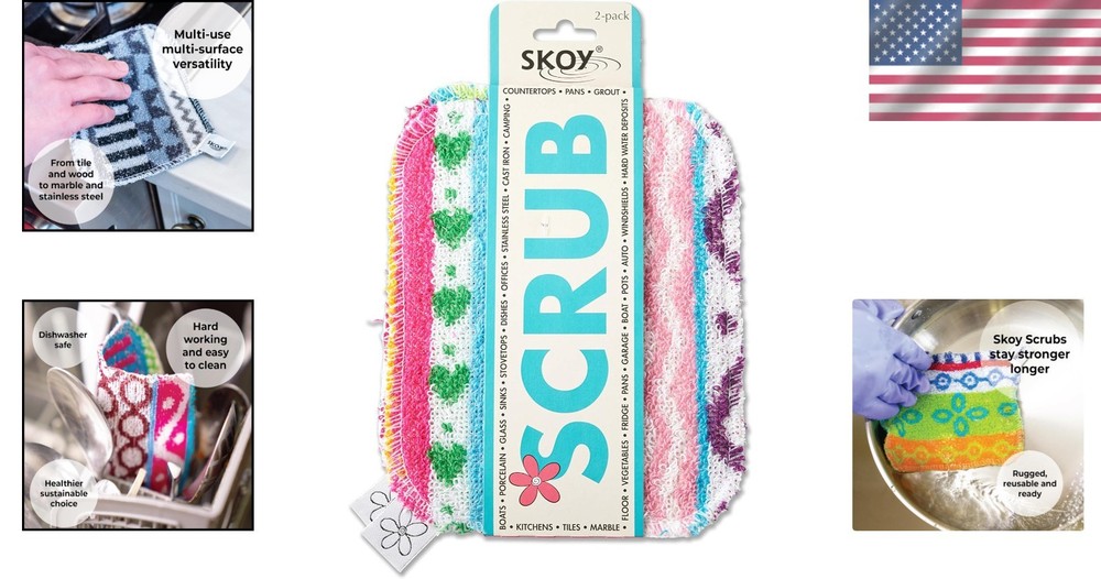 Sustainable Soft Scrub Pads in Assorted Designs - 2-Pack Non-Scratch