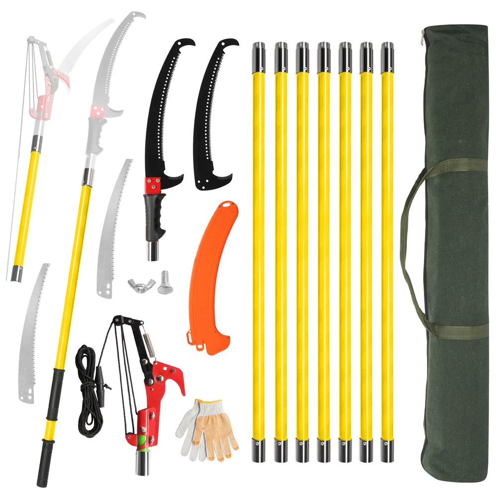 Manual Pole Saw, Lightweight Tree Trimmer and Long-Handle Pruner Set