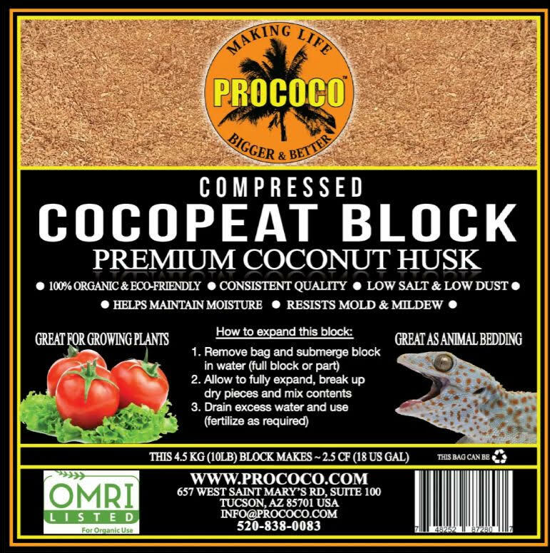 Prococo COCO CHIP - 4 PACK Coco Husk | Organic Coir - Reptile Plants soil