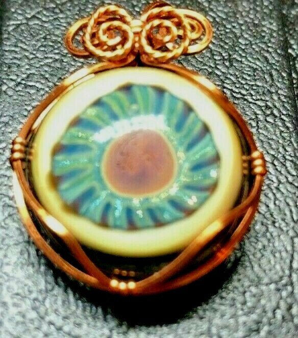 Copper Wire Wrapped Eye Pendant Handmade Gift