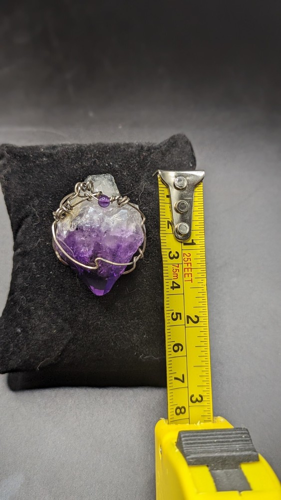 Natural/Raw Wire Wrapped Amethyst Crystal Pin